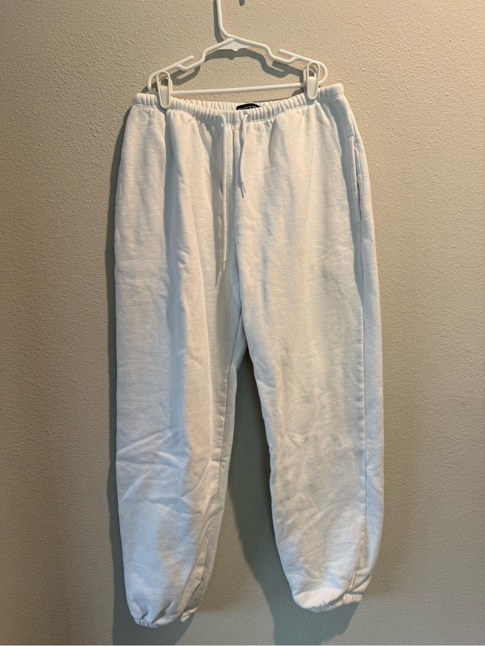 Brandy Melville White Fleece Drawstring Sweats